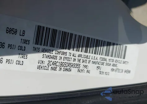 2013 Chrysler Town & Country Touring из США, поврежденный, VIN 2C4RC1BG5DR503355